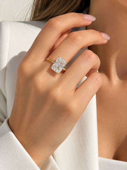 Inel Glitterati din argint placat si radiant cut