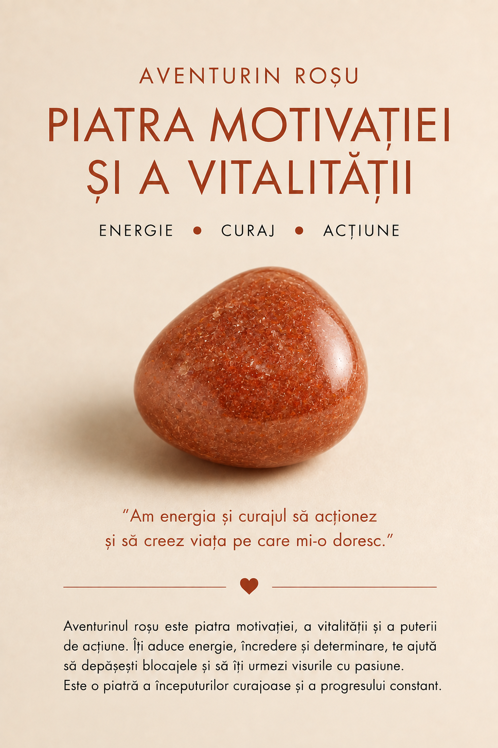 Inel cu aventurin roșu Glitterati Confidence, placat cu aur de 18k