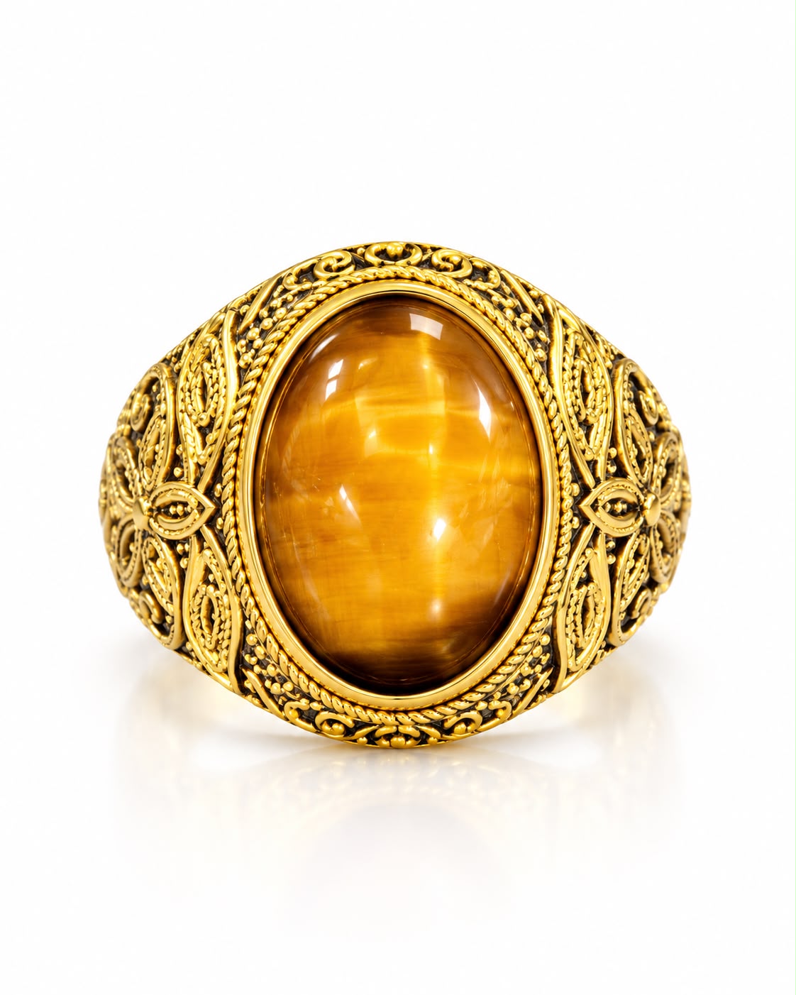 Inel Glitterati placat cu aur de 18K și piatră naturală tiger eye