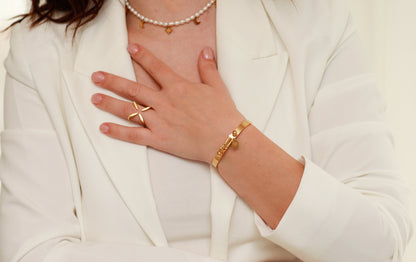 Inel  Glitterati placat cu aur de 18K