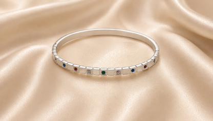 Brățară argintie Glitterati din oțel chirurgical premium cu pietre colorate cubic zirconiu