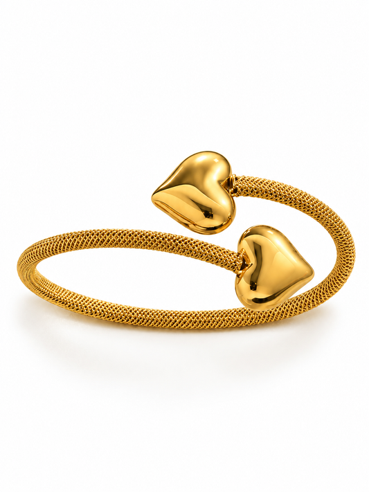 Brățară aurie Glitterati hearts din oțel chirurgical premium placată cu Aur 18K Simbolul iubirii și al eleganței