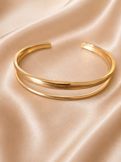 Brățară  Glitterati Twins  Dublă Elegantă din Oțel Chirurgical Placat cu Aur 18K