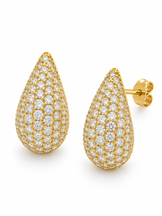 Cercei Glitterati Flow eleganți model picătură, placati cu aur 18K