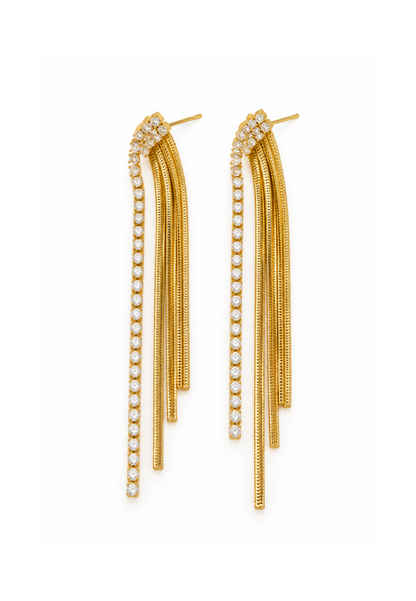 Soften - long 18K gold-plated earrings