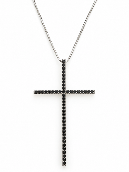 Colier cu cruce Glitterati Alignment - black