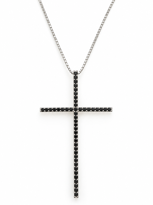 Colier cu cruce Glitterati Alignment - black