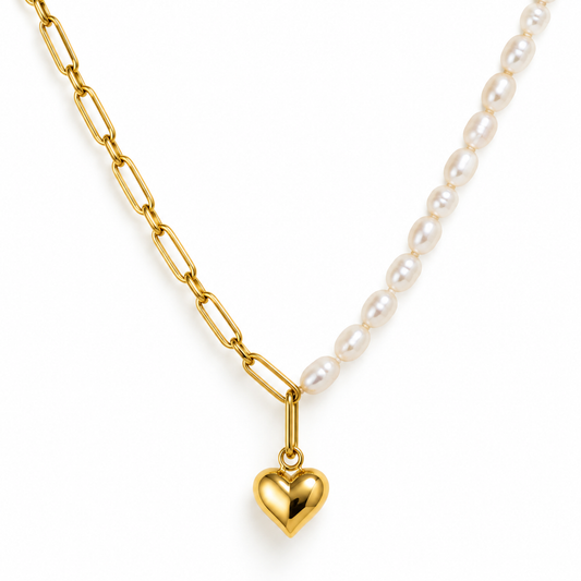 Colier cu perle naturale de cultură  Glitterati Chained Heart