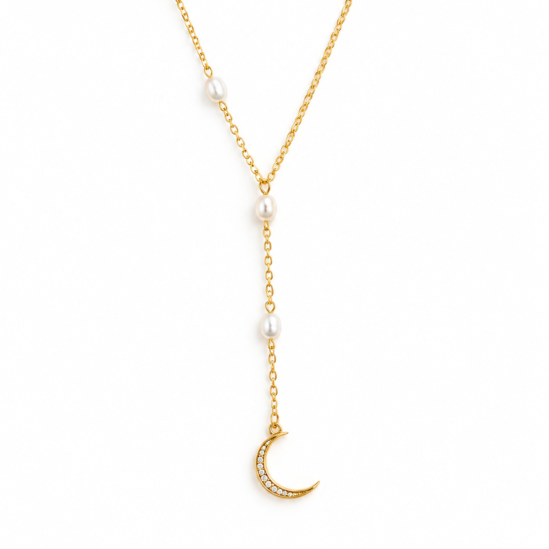 Colier Glitterati Feminine, placat cu aur de 18K, cu perle naturale de cultura