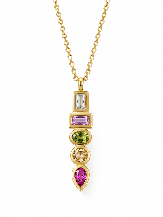 Colier placat cu aur de 18K Glitterati cu pietre colorate