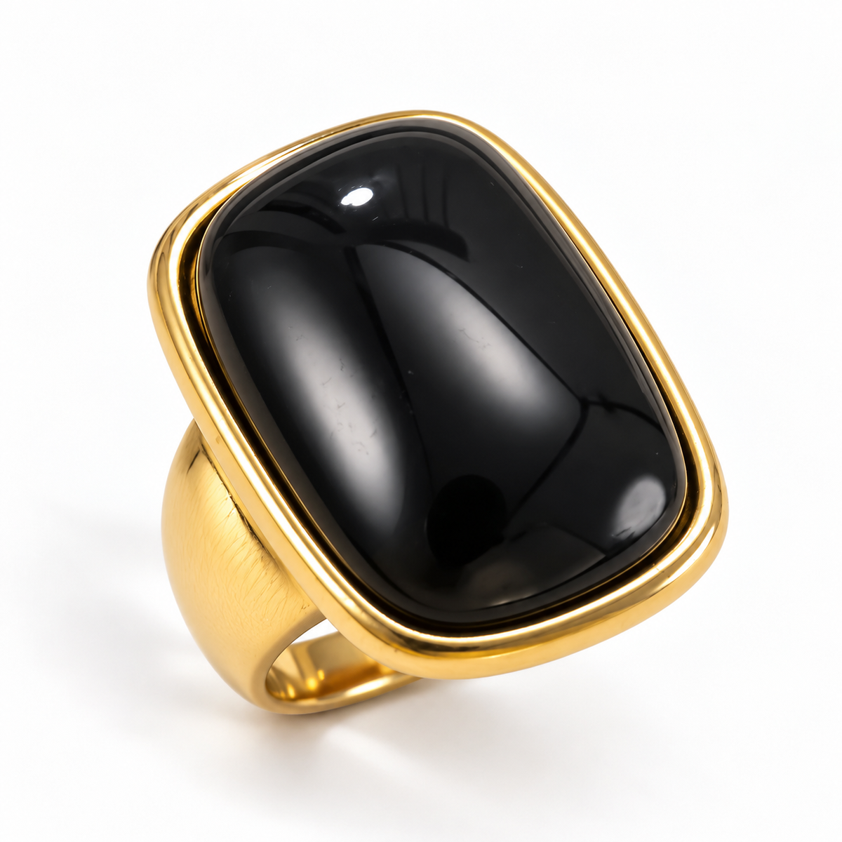 Inel cu onix, placat cu aur de 18K Glitterati The Protector