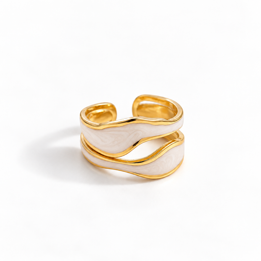 Inel cu mother of pearl, placat cu aur 18k Glitterati Luminescence
