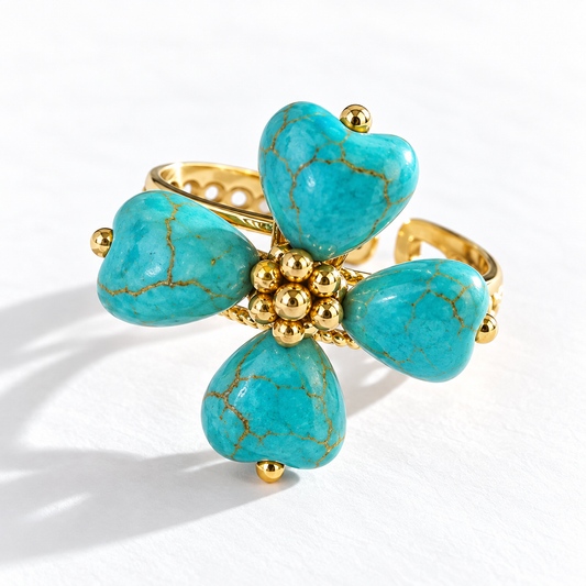 inel floare placat aur 18k