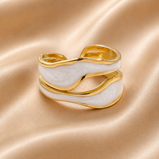 Inel cu mother of pearl, placat cu aur 18k Glitterati Luminescence