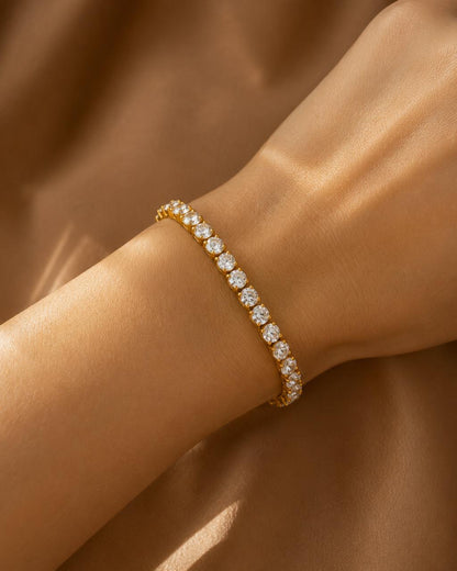 Brățară aurie tennis Glitterati Murmur placată cu aur de 18K din oțel chirurgical cu piatra cubic zirconia de 4mm