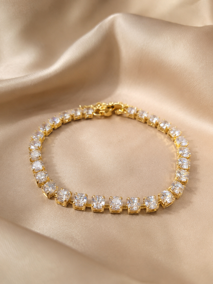 Brățară aurie tennis Glitterati Murmur placată cu aur de 18K din oțel chirurgical cu piatra cubic zirconia de 4mm