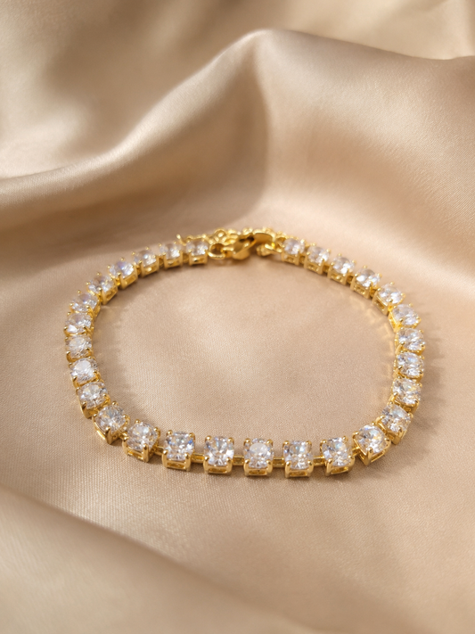 Brățară aurie tennis Glitterati Murmur placată cu aur de 18K din oțel chirurgical cu piatra cubic zirconia de 4mm