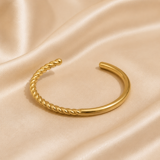 Brățară aurie din oțel chirurgical  placată cu aur de 18k Glitterati Swirl