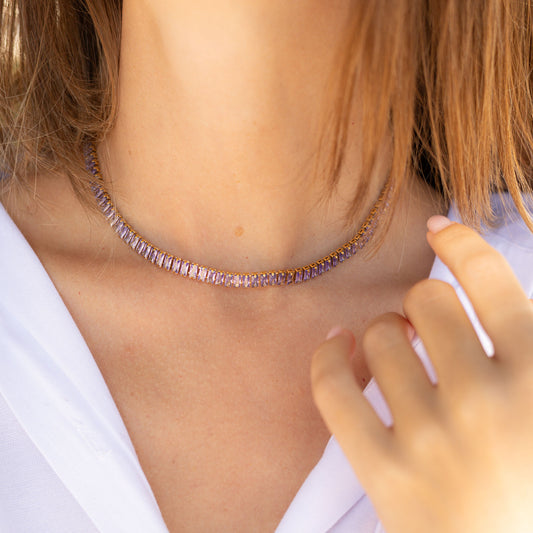 Colier placat cu aur de 18K Glitterati Murmur - lavender