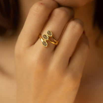 Inel placat cu aur de 18k Glitterati Trilogy