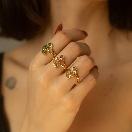 Inel placat cu aur de 18k Glitterati Trilogy